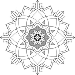 Easy Mandala coloring book simple and basic for beginners, seniors and children. Set of Mehndi flower pattern for Henna drawing and tattoo. Decoration in ethnic oriental, Indian style.
