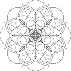 Easy Mandala coloring book simple and basic for beginners, seniors and children. Set of Mehndi flower pattern for Henna drawing and tattoo. Decoration in ethnic oriental, Indian style.