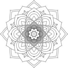 Easy Mandala coloring book simple and basic for beginners, seniors and children. Set of Mehndi flower pattern for Henna drawing and tattoo. Decoration in ethnic oriental, Indian style.