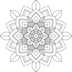 Easy Mandala coloring book simple and basic for beginners, seniors and children. Set of Mehndi flower pattern for Henna drawing and tattoo. Decoration in ethnic oriental, Indian style.