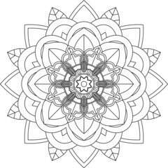 Easy Mandala coloring book simple and basic for beginners, seniors and children. Set of Mehndi flower pattern for Henna drawing and tattoo. Decoration in ethnic oriental, Indian style.
