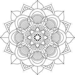 Easy Mandala coloring book simple and basic for beginners, seniors and children. Set of Mehndi flower pattern for Henna drawing and tattoo. Decoration in ethnic oriental, Indian style.