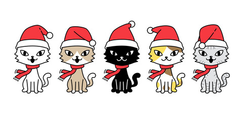 cat vector Christmas Santa Claus hat kitten calico icon logo symbol character cartoon illustration design