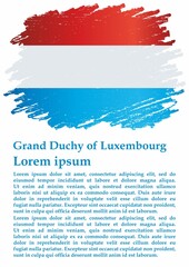 Flag of Luxembourg, Grand Duchy of Luxembourg. Template for award design, an official document with the flag of Luxembourg and other uses. Bright, colorful vector illustration.