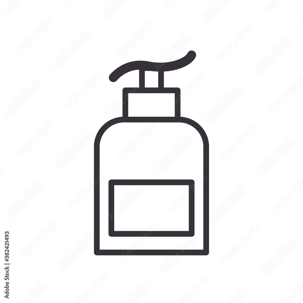 Poster hands sanitizer bottle line style icon vector design