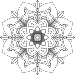 Easy Mandala coloring book simple and basic for beginners, seniors and children. Set of Mehndi flower pattern for Henna drawing and tattoo. Decoration in ethnic oriental, Indian style.