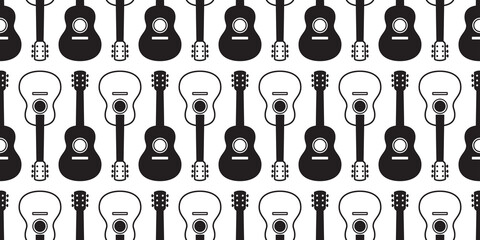 guitar seamless pattern vector bass ukulele icon logo symbol music repeat wallpaper tile background scarf isolated graphic cartoon illustration doodle design