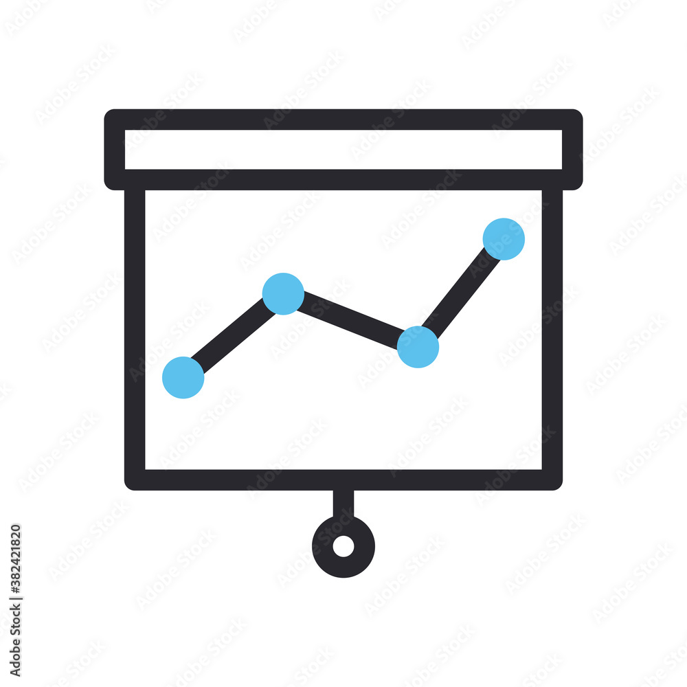 Poster increase line chart in board line and fill style icon vector design