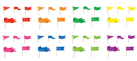 色んな形の旗：手書きのイラスト素材