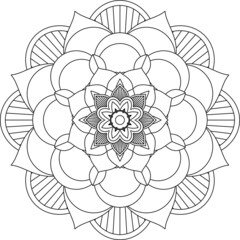 Easy Mandala coloring book simple and basic for beginners, seniors and children. Set of Mehndi flower pattern for Henna drawing and tattoo. Decoration in ethnic oriental, Indian style.