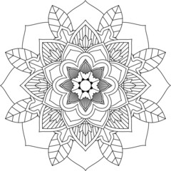 Easy Mandala coloring book simple and basic for beginners, seniors and children. Set of Mehndi flower pattern for Henna drawing and tattoo. Decoration in ethnic oriental, Indian style.