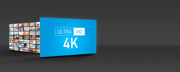 4K high resolution television. TV multimedia panel