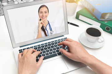 Doctor video chat consultation. Telehealth concept