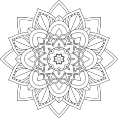 Easy Mandala coloring book simple and basic for beginners, seniors and children. Set of Mehndi flower pattern for Henna drawing and tattoo. Decoration in ethnic oriental, Indian style.