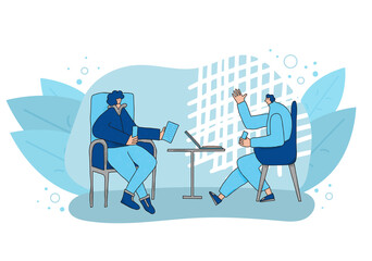 People sitting in the chair. Vector person.