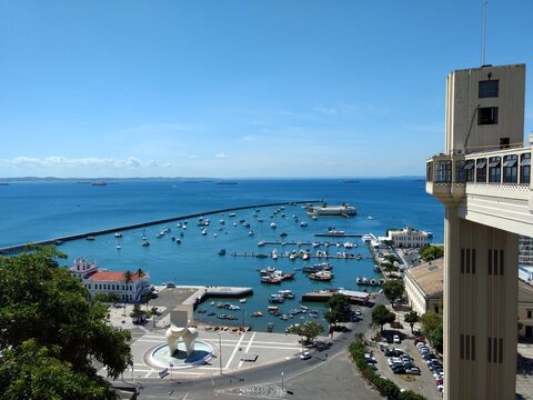 view of the all saints bay with boats Salvador Bahia Brazil