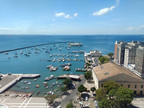 view of the all saints bay with central market Salvador Bahia Brazil