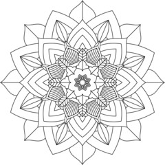 Easy Mandala coloring book simple and basic for beginners, seniors and children. Set of Mehndi flower pattern for Henna drawing and tattoo. Decoration in ethnic oriental, Indian style.