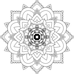 Easy Mandala coloring book simple and basic for beginners, seniors and children. Set of Mehndi flower pattern for Henna drawing and tattoo. Decoration in ethnic oriental, Indian style.