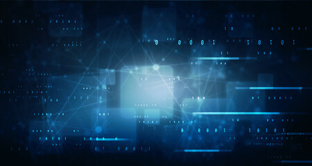 2d illustration abstract digital binary data on computer screen