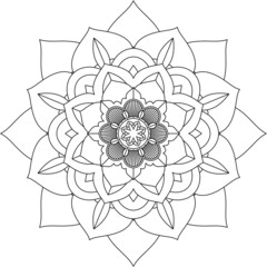 Easy Mandala coloring book simple and basic for beginners, seniors and children. Set of Mehndi flower pattern for Henna drawing and tattoo. Decoration in ethnic oriental, Indian style.
