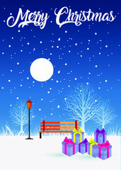 vector illustration design wishes you a merry christmas and happy new year on snow season