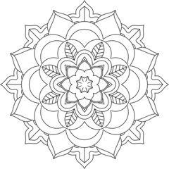 Easy Mandala coloring book simple and basic for beginners, seniors and children. Set of Mehndi flower pattern for Henna drawing and tattoo. Decoration in ethnic oriental, Indian style.