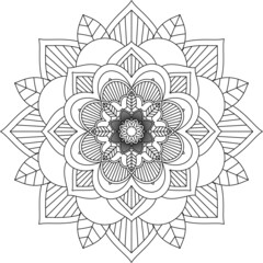 Easy Mandala coloring book simple and basic for beginners, seniors and children. Set of Mehndi flower pattern for Henna drawing and tattoo. Decoration in ethnic oriental, Indian style.