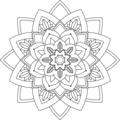 Easy Mandala coloring book simple and basic for beginners, seniors and children. Set of Mehndi flower pattern for Henna drawing and tattoo. Decoration in ethnic oriental, Indian style.