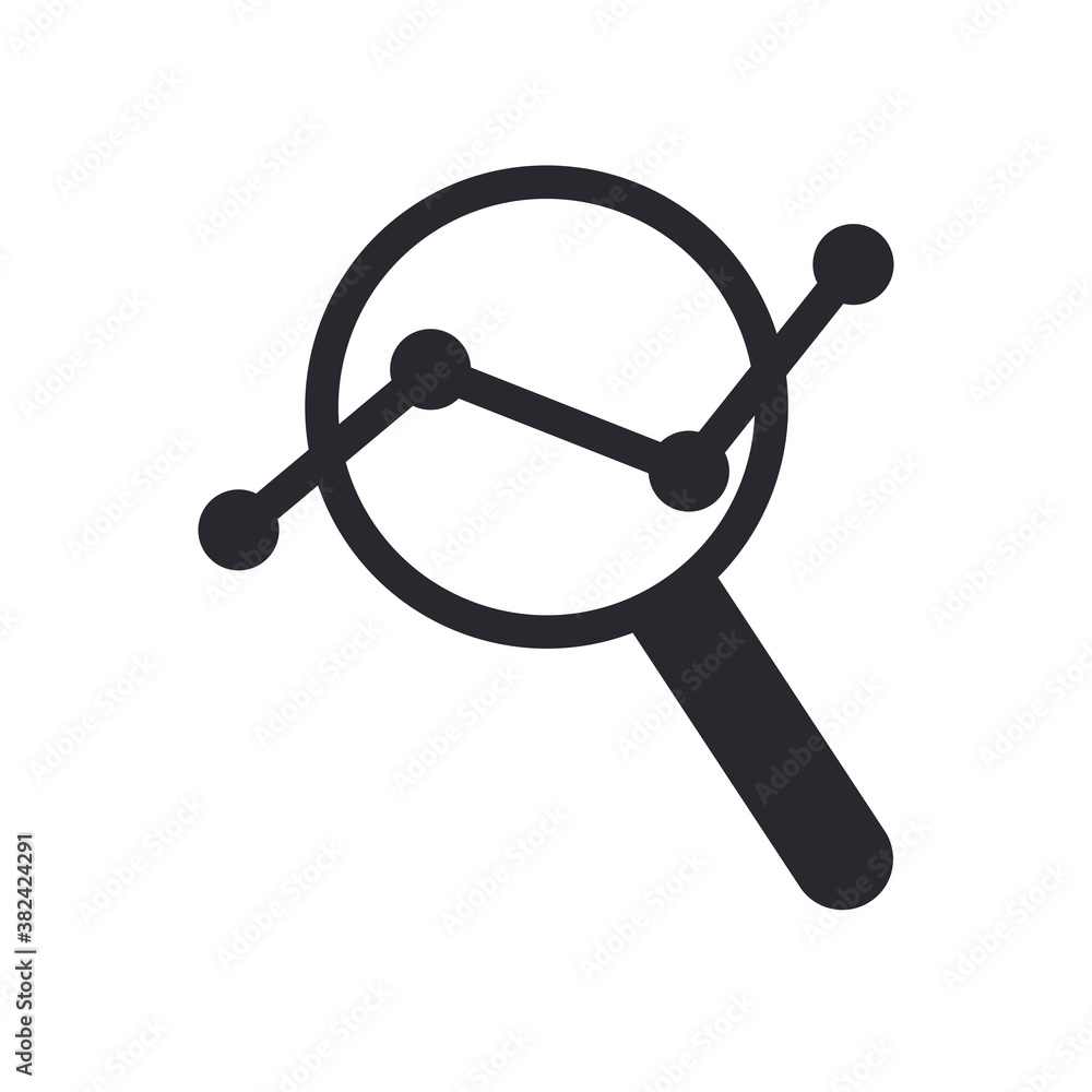 Poster increase line chart on lupe line style icon vector design