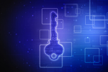 2d illustration digital abstract technology digital future cyber security key