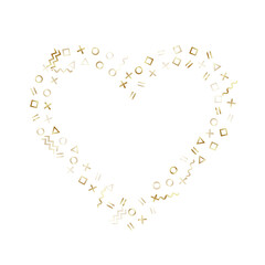 Memphis style geometric confetti vector background of triangle circle square shapes, chevron wavy lines.