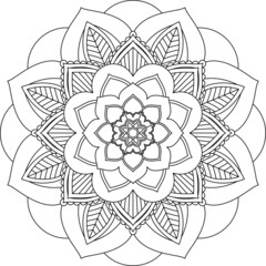 Easy Mandala coloring book simple and basic for beginners, seniors and children. Set of Mehndi flower pattern for Henna drawing and tattoo. Decoration in ethnic oriental, Indian style.
