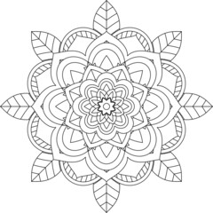 Easy Mandala coloring book simple and basic for beginners, seniors and children. Set of Mehndi flower pattern for Henna drawing and tattoo. Decoration in ethnic oriental, Indian style.