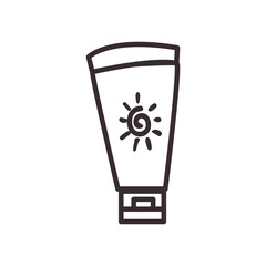 Summer suncream bottle line style icon vector design