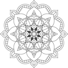 Easy Mandala coloring book simple and basic for beginners, seniors and children. Set of Mehndi flower pattern for Henna drawing and tattoo. Decoration in ethnic oriental, Indian style.