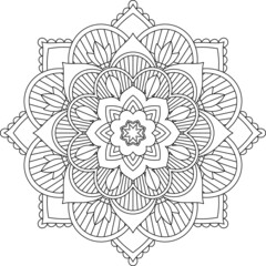 Easy Mandala coloring book simple and basic for beginners, seniors and children. Set of Mehndi flower pattern for Henna drawing and tattoo. Decoration in ethnic oriental, Indian style.