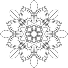 Easy Mandala coloring book simple and basic for beginners, seniors and children. Set of Mehndi flower pattern for Henna drawing and tattoo. Decoration in ethnic oriental, Indian style.