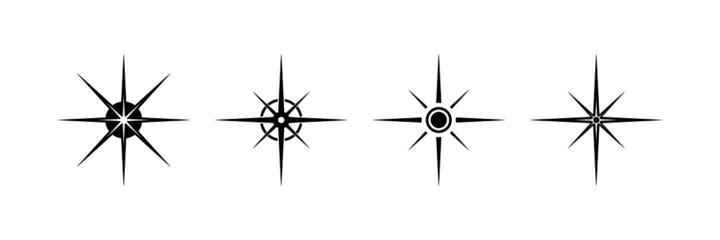 Black north sign vector set. Map and compass direction. © Kavik