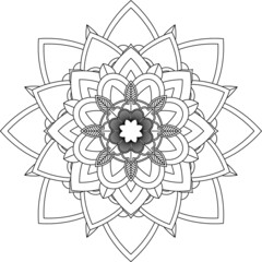 Easy Mandala coloring book simple and basic for beginners, seniors and children. Set of Mehndi flower pattern for Henna drawing and tattoo. Decoration in ethnic oriental, Indian style.