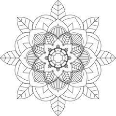 Easy Mandala coloring book simple and basic for beginners, seniors and children. Set of Mehndi flower pattern for Henna drawing and tattoo. Decoration in ethnic oriental, Indian style.