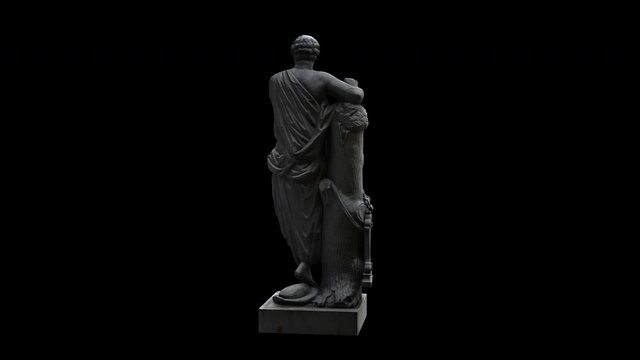 Mercury statue - rotation loop - 3D model animation on a black background