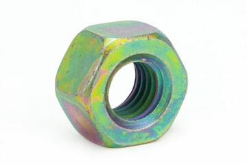 Nut, thread for screw isolated in white background