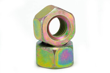 Nut, bolt, thread for screw isolated in white background