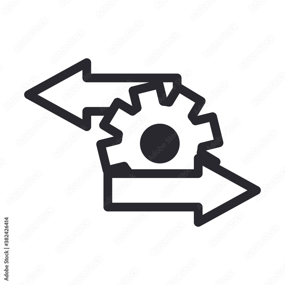 Poster gear with arrows line style icon vector design