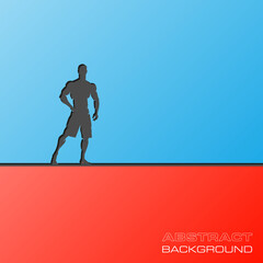 Abstract flat design concept with Muscular Man Silhouette Lifting Weightsillustration on background. Vector collection. Fitness icon