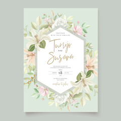 Beautiful floral lily flowers invitation card