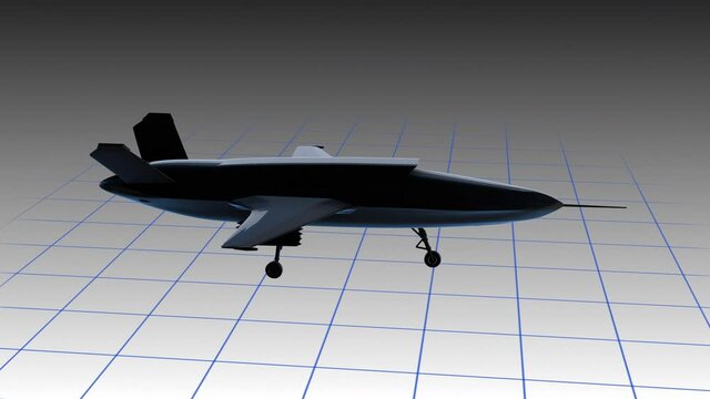 Royal wingman uav xq 48a1 - rotation loop - 3D model animation on a gradient background