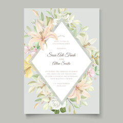 Beautiful floral lily flowers invitation card