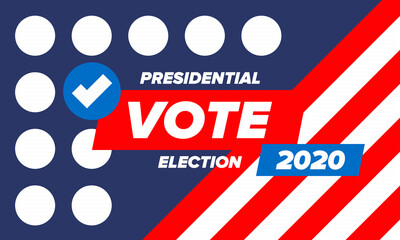 Presidential Election 2020 in United States. Vote day, November 3. US Election. Patriotic american element. Poster, card, banner and background. Vector illustration